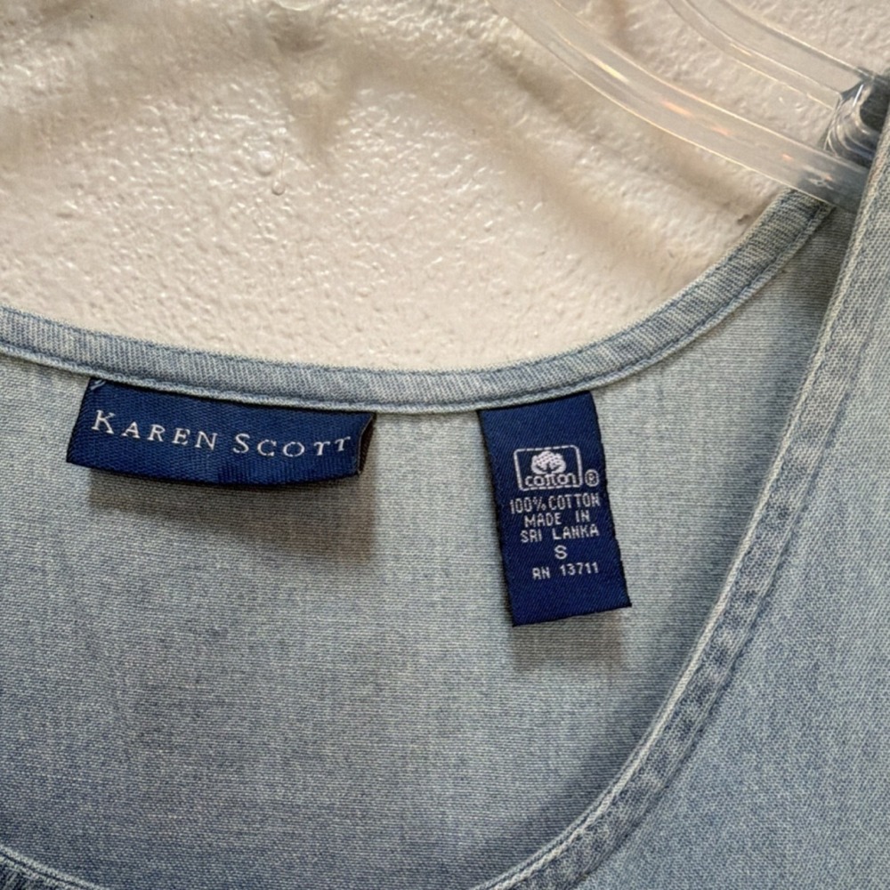 Karen Scott Light Blue Denim Faded‎ Tank Dress. Boho. Country. Y2K. 2002. - Picture 2 of 5